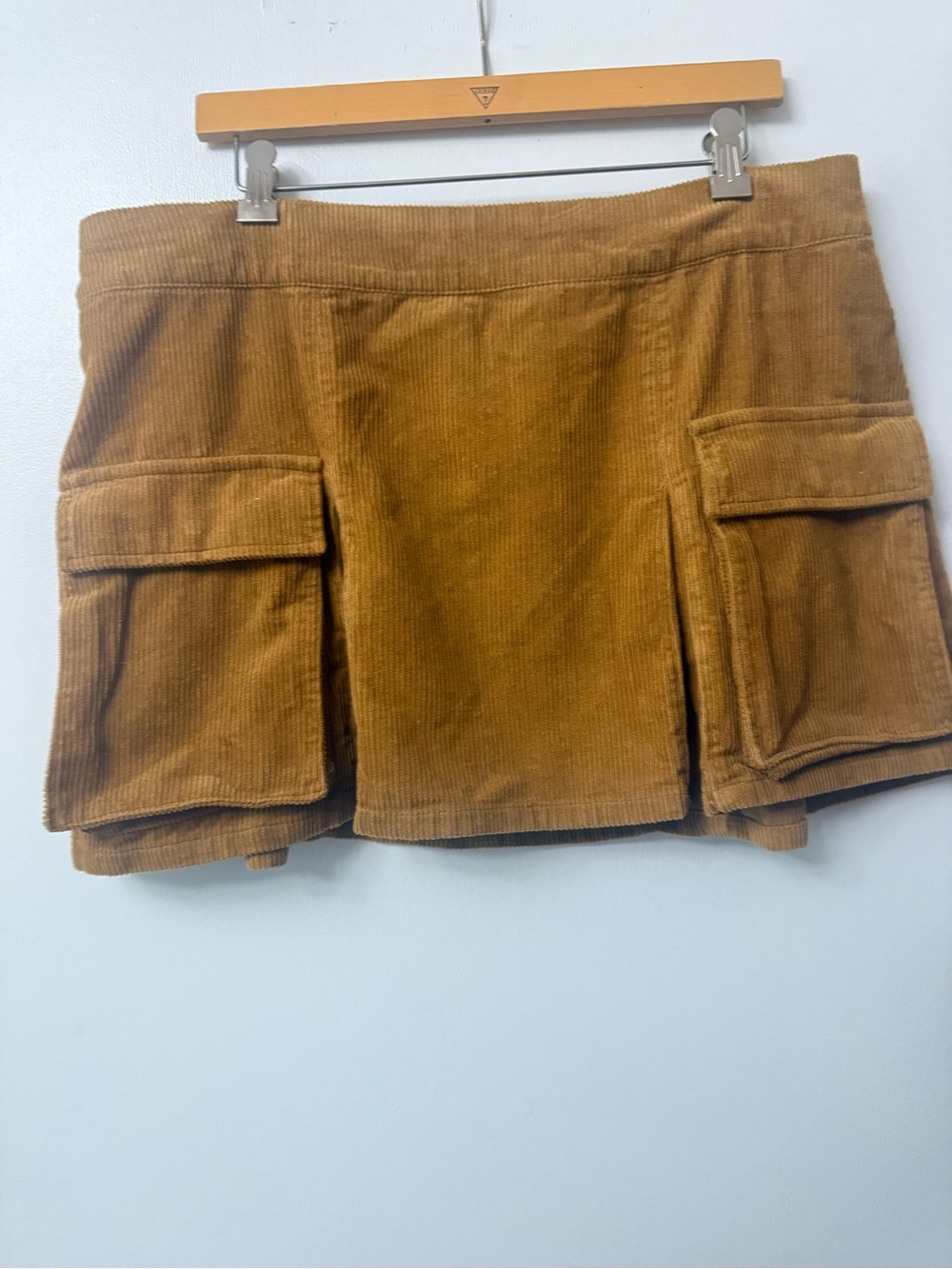 Wild Fable mustard brown pleated courdory skirt size large new with tags